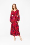Wzorzysta sukienka z długim rękawem LILIA 04E