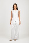 Białe spodnie z szeroką nogawką ELINA 01